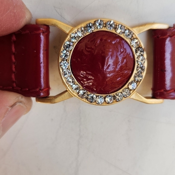 Vtg Gianni Versace Red‎ Gold Medusa  Belt - Picture 7 of 12